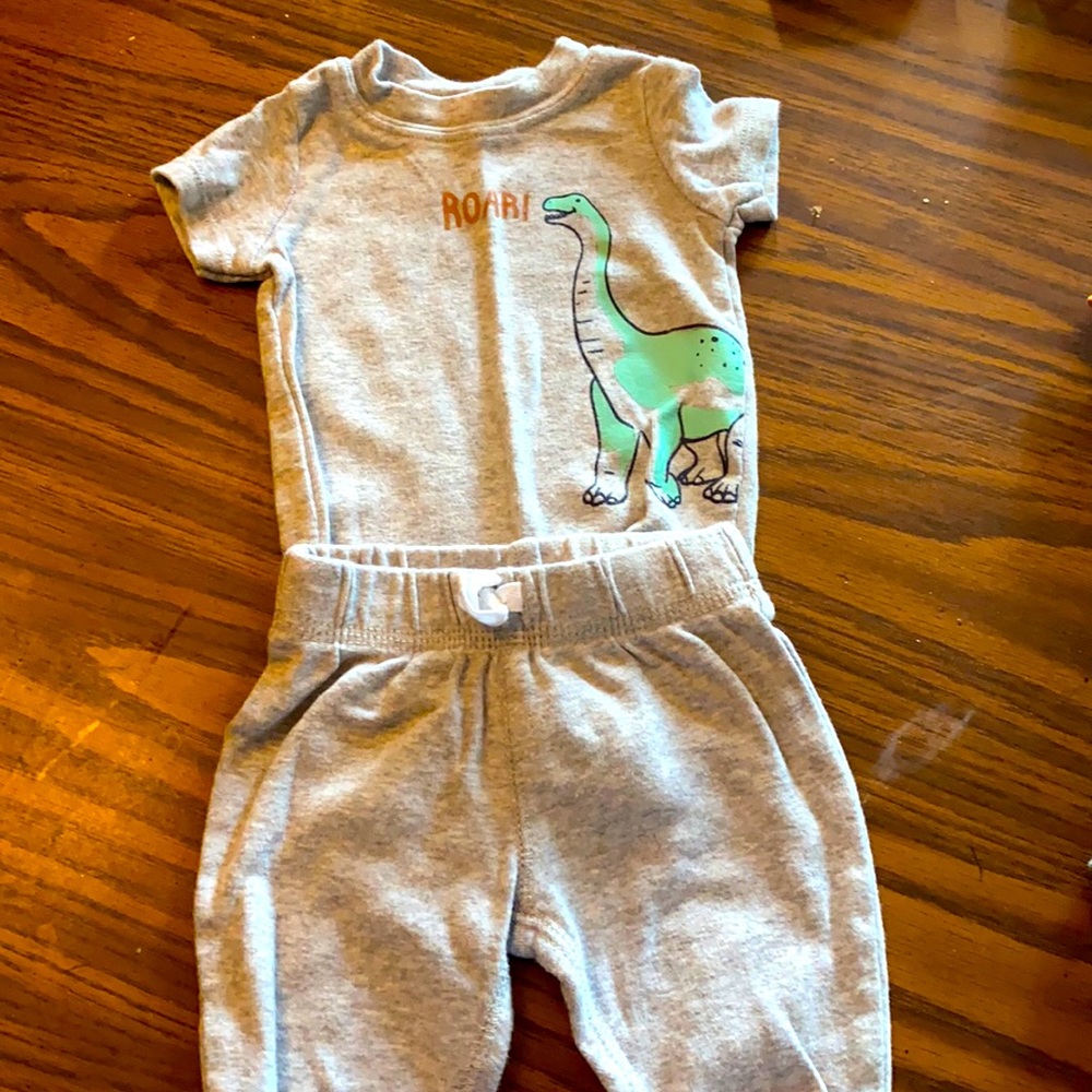Boys Comfy Grey Dinosaur Outfit